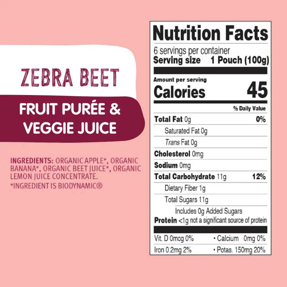 Holle Baby Food Pouches - Organic Fruit & Veggie Puree - Zebra Beet Holle USA