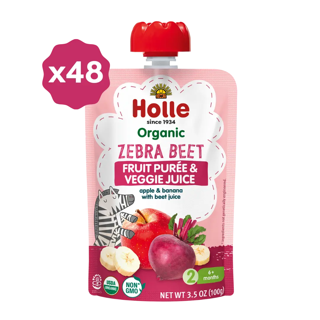 Holle Baby Food Pouches - Organic Fruit & Veggie Puree - Zebra Beet Holle USA