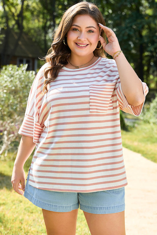 Amari Plus Size Stripe Waffle Knit Top - Get it from Bo