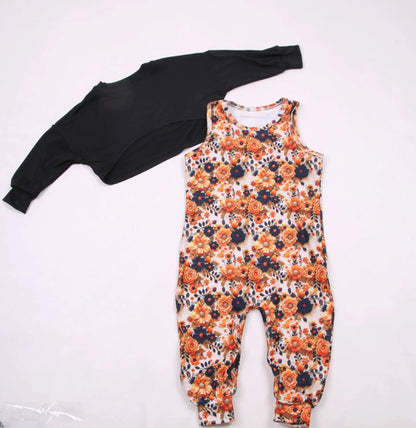 3D Floral honey/ Ollie romper - with snaps Leopardbaby Boutique
