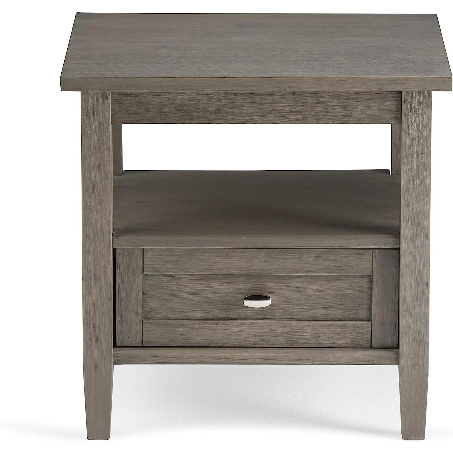 Solid Wood Rectangle End Table With Drawer Farmhouse Grey-3