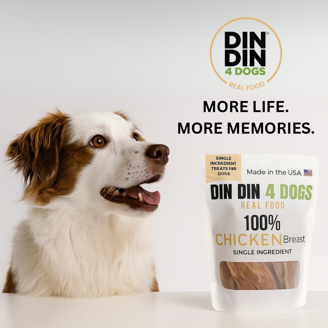 Chicken Treats Dog Treats, 5 Ounce Bag, Single Ingredient, High Protein Din Din 4 Dogs