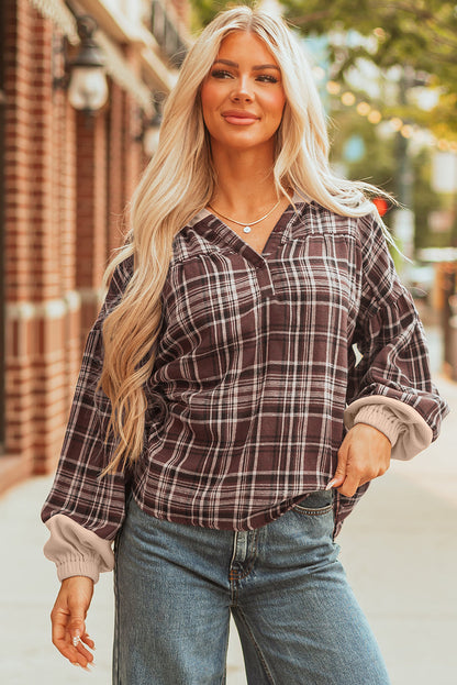 Lauren Plaid Patchwork Long Sleeve Hooded Top
