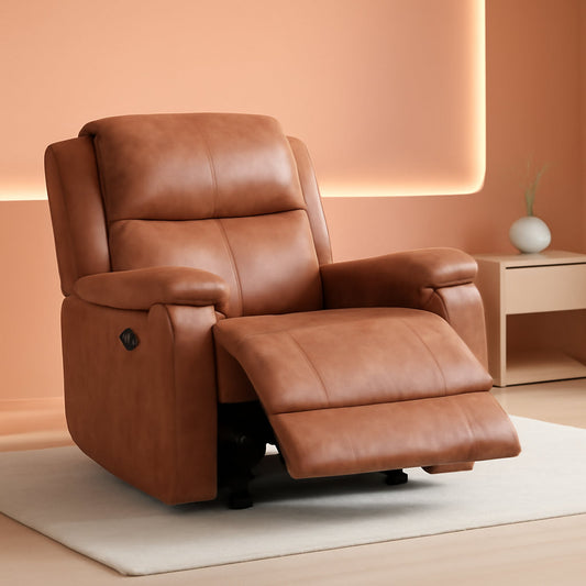 Brown Leather Recliner Chair With Concealed Cup Holders ShipItFurniture