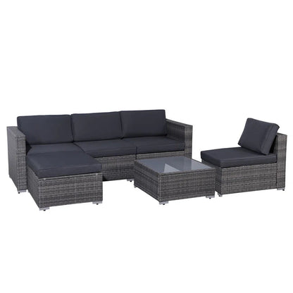 6 Piece Rattan Outdoor Sectional Set With Cushions ShipItFurniture