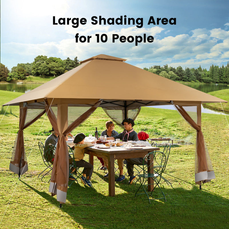 13 X 13 Feet Pop-Up Instant Gazebo Canopy Tent with Mesh Sidewall ShipItFurniture