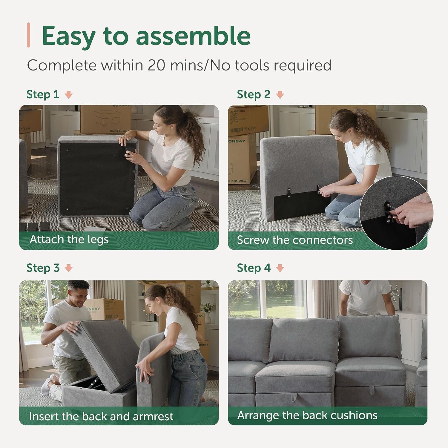 Oversized Modular U Shaped Sectional Sofa With Storage ShipItFurniture