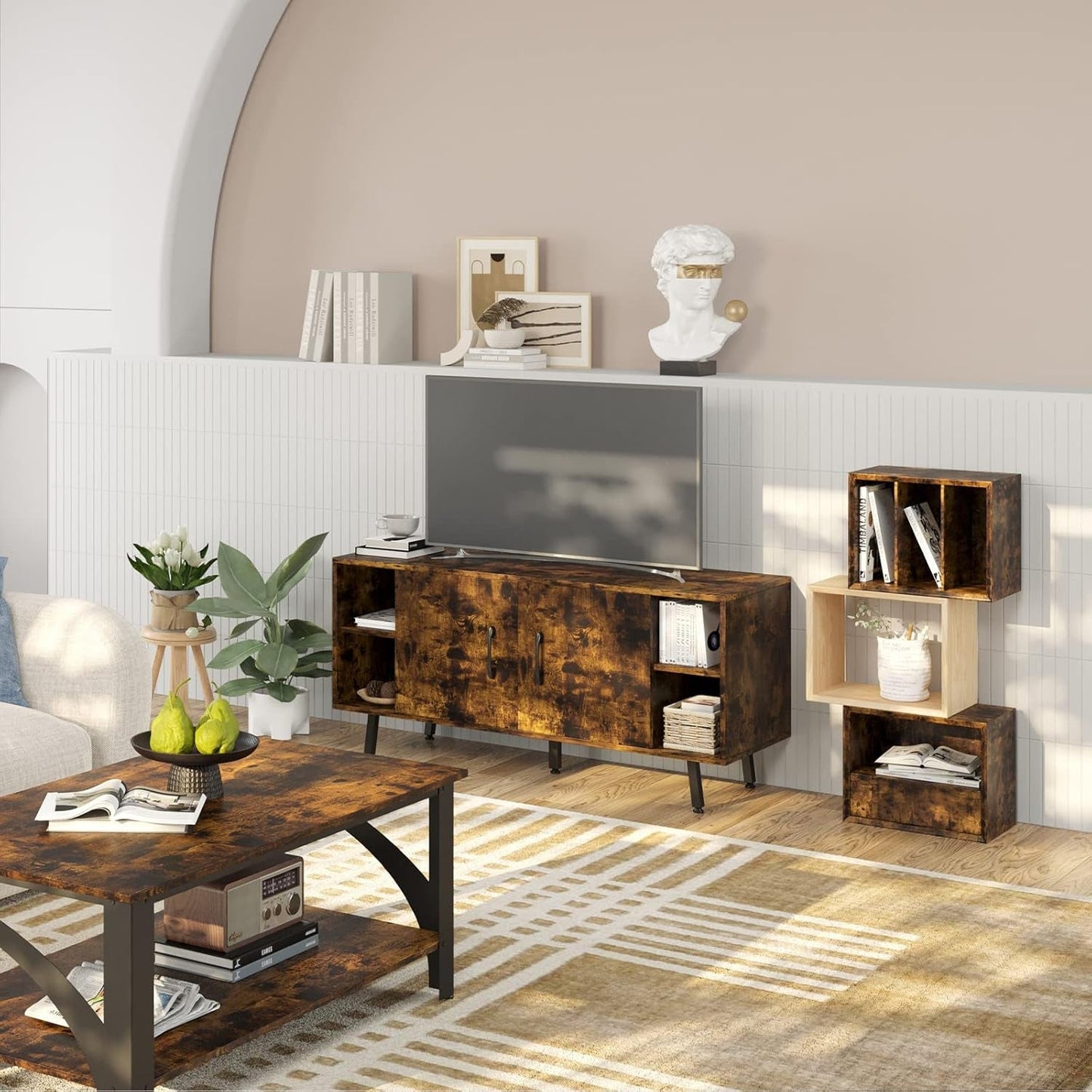 Modern TV Stand For 50Inch TV With Adjustable Shelves