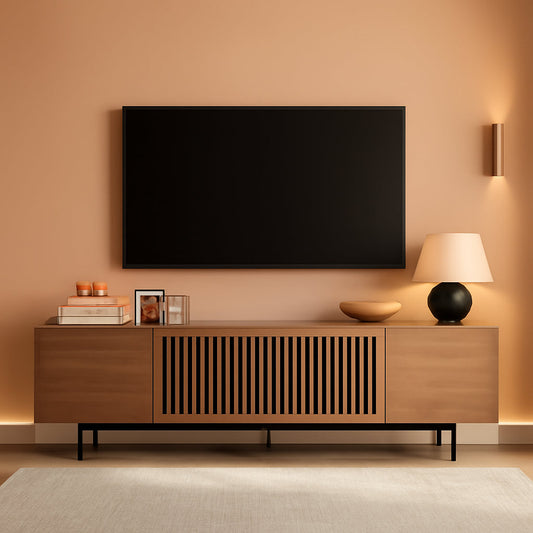 Solid Wood TV Stand For 70 To 75 Inch TV With Walnut Veneer ShipItFurniture