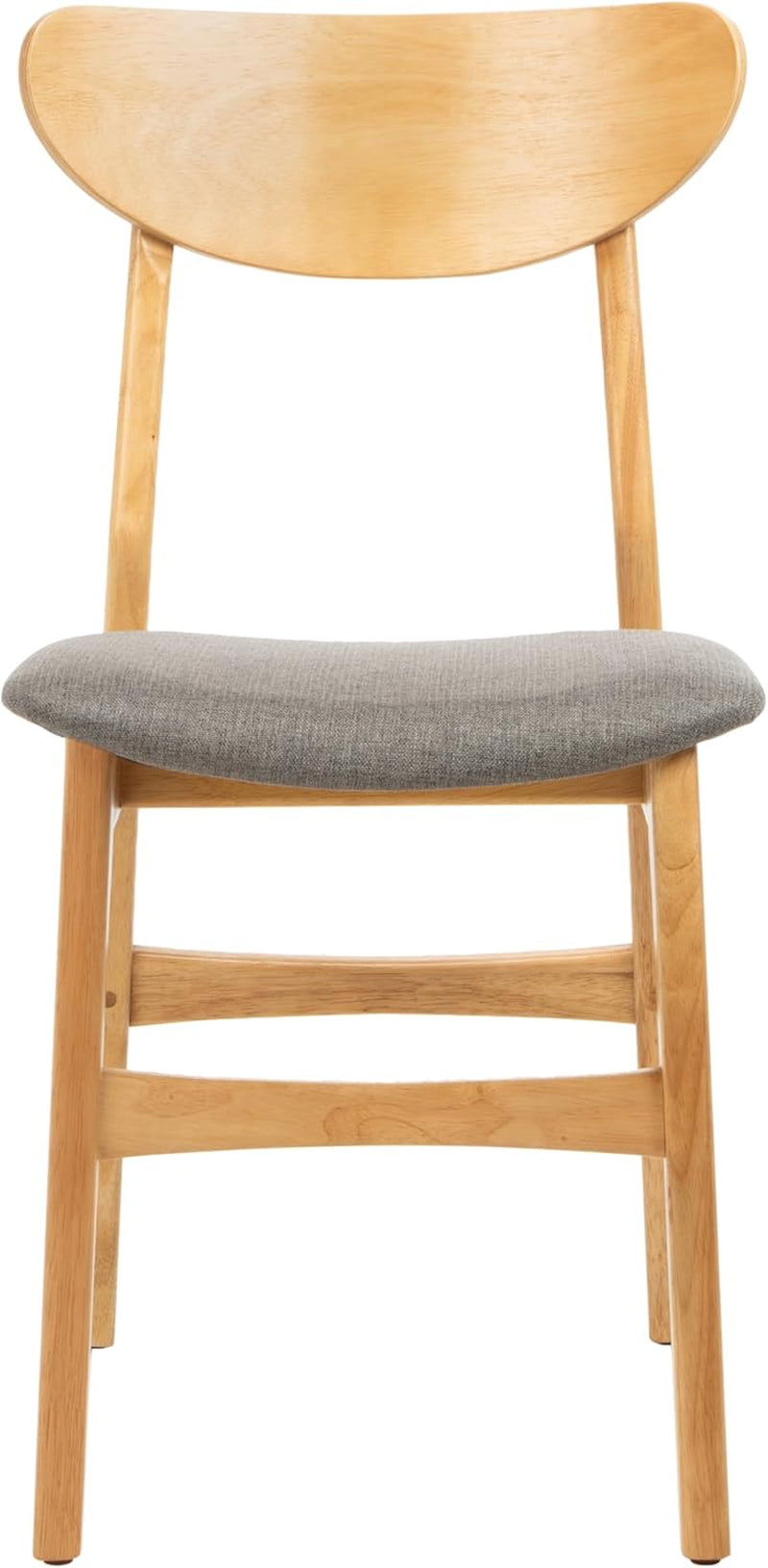 Dining Chair Set Of 2 With Grey Cushions And Natural Wood ShipItFurniture