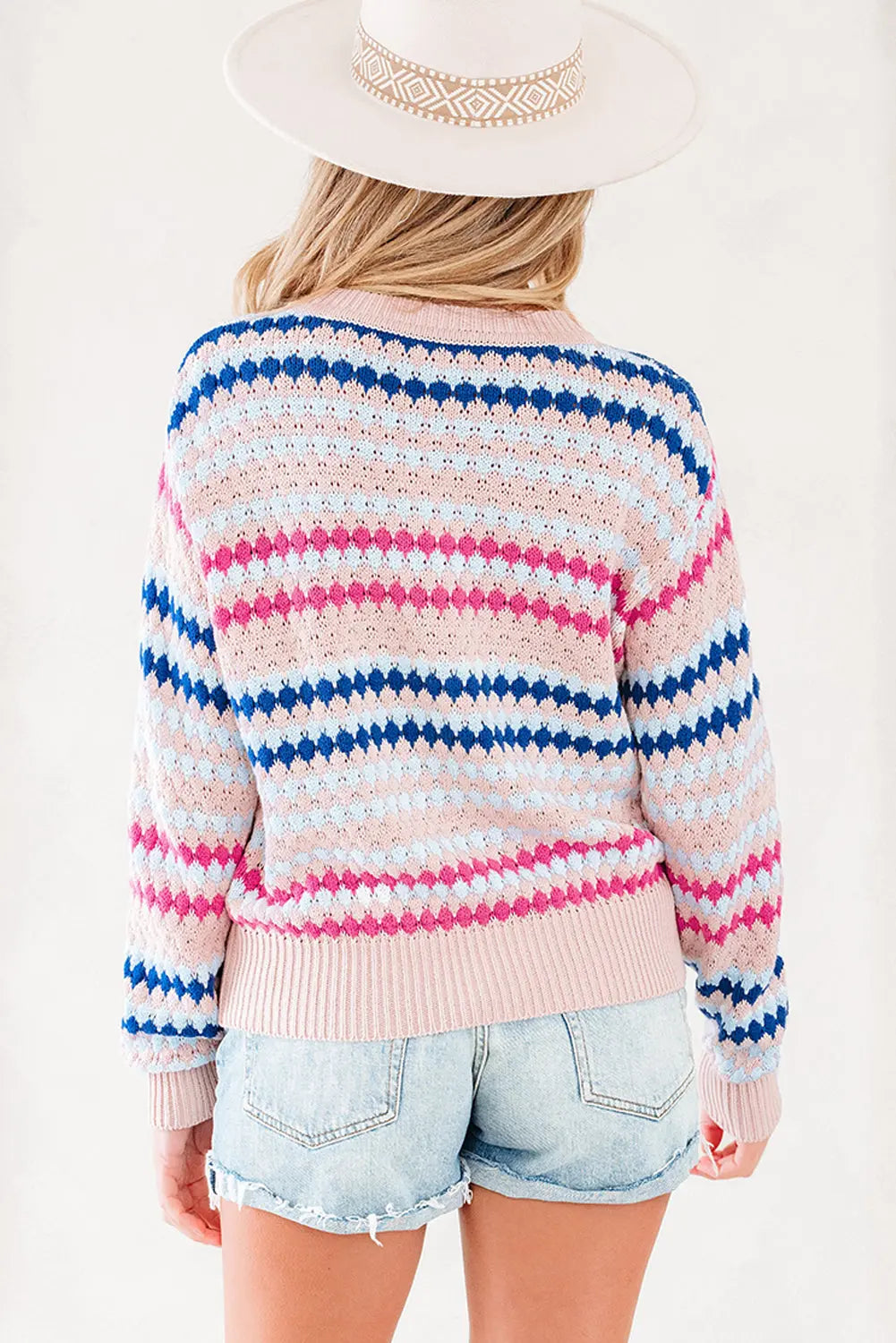 Amelia Patterned Drop Shoulder Sweater