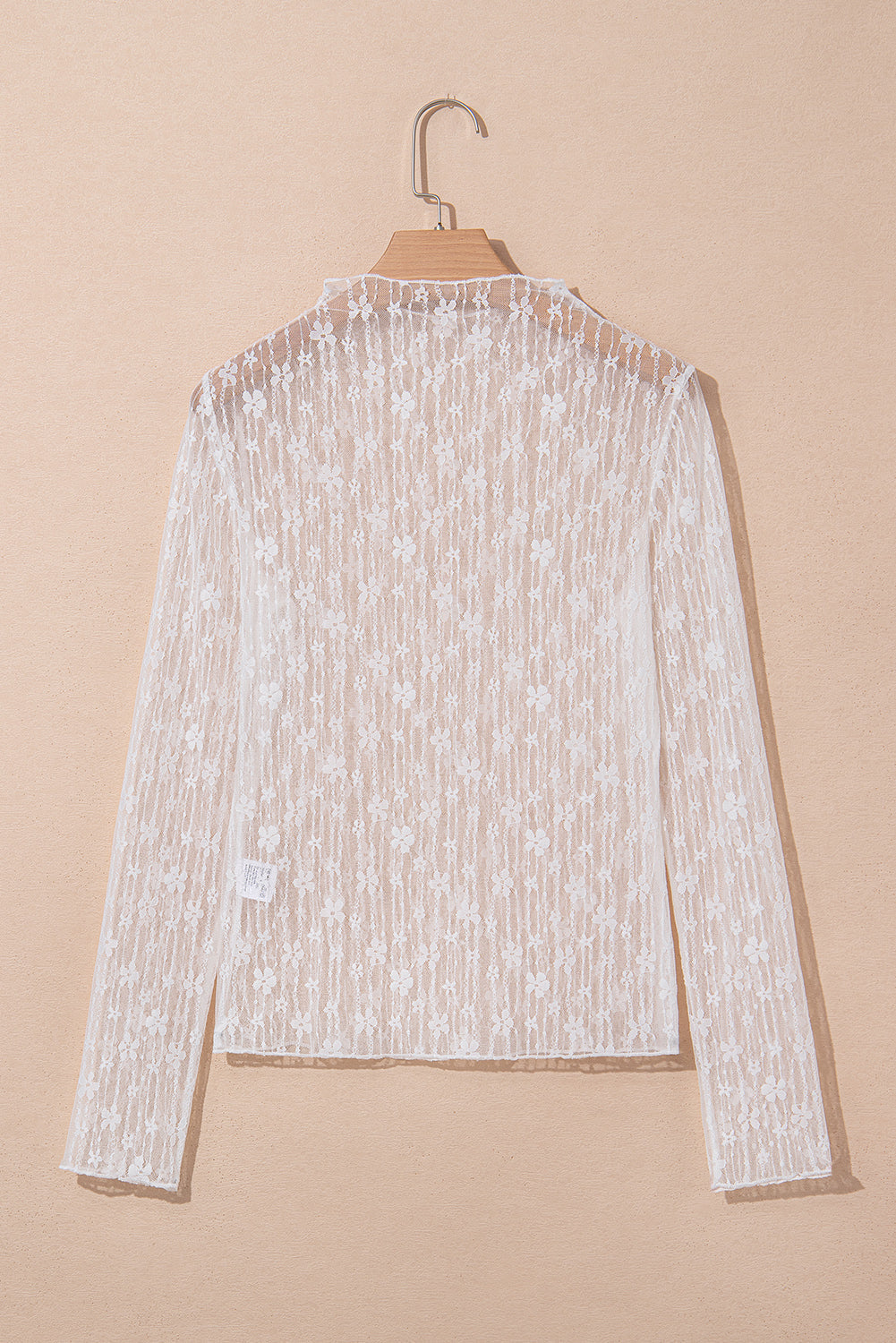 Adalynn Sheer Floral Lace Long Sleeve Top Threaded Pear