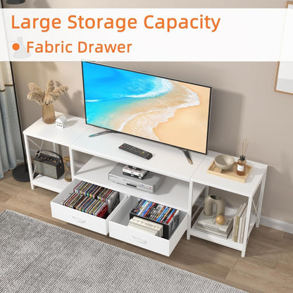 TV Stand For 55 To 65 Inch TV With Fabric Drawers Sturdy