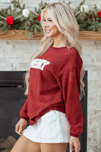 Yazara Graphic Corded Christmas Sweatshirt