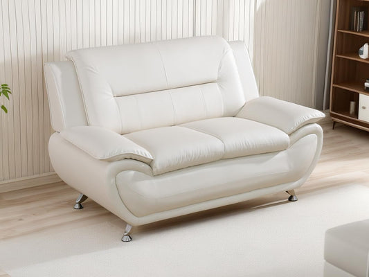 Contemporary Living Room Furniture Set, Faux Leather Sofa Set for Living Room/House/Bedroom/Office/Apartment (Creamy White, Loveseat), F45&F46 ShipItFurniture
