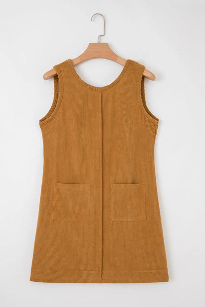 Emapia Corduroy Sleeveless Mini Dress