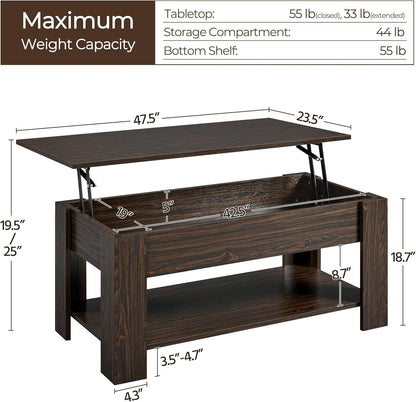 Espresso Lift Top Coffee Table With Hidden Compartment ShipItFurniture