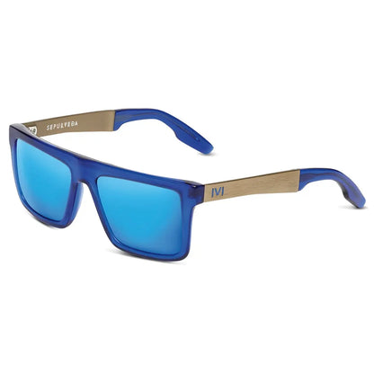 Sepulveda: Matte Midway Blue - Antique Brass / Pacific Blue Flash Lens - Get it from Bo
