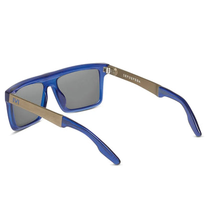 Sepulveda: Matte Midway Blue - Antique Brass / Pacific Blue Flash Lens - Get it from Bo