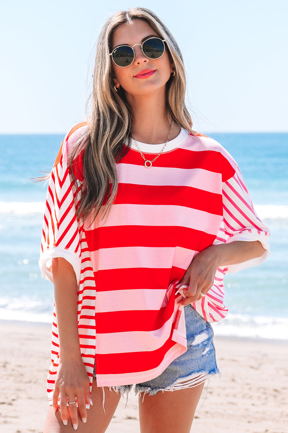 Sloan Stripe Side Split Loose Top