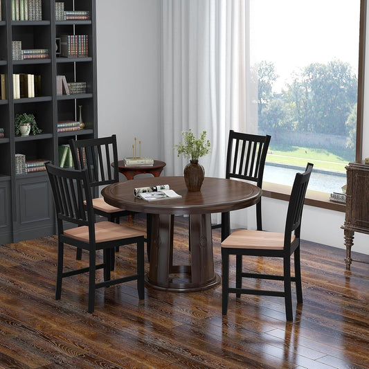 Wooden Dining Chairs Set of 4, Farmhouse Kitchen Chair with Rubber Wood Legs, Easy to Assemble Armless Dining Side Chairs, Dining Room Chairs, Black ShipItFurniture