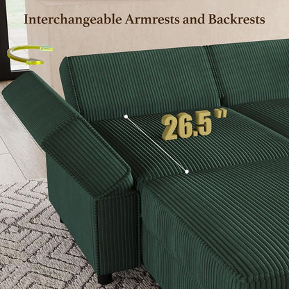 Green Modular Sectional Sofa Featuring Deep Storage ShipItFurniture