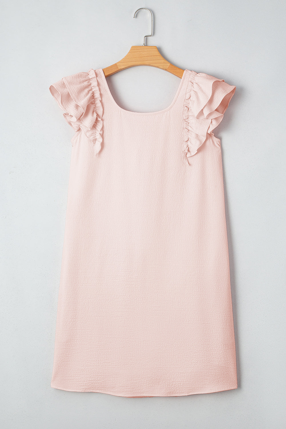 Abigail Textured Flutter Sleeve Bow Back Mini Dress Threaded Pear