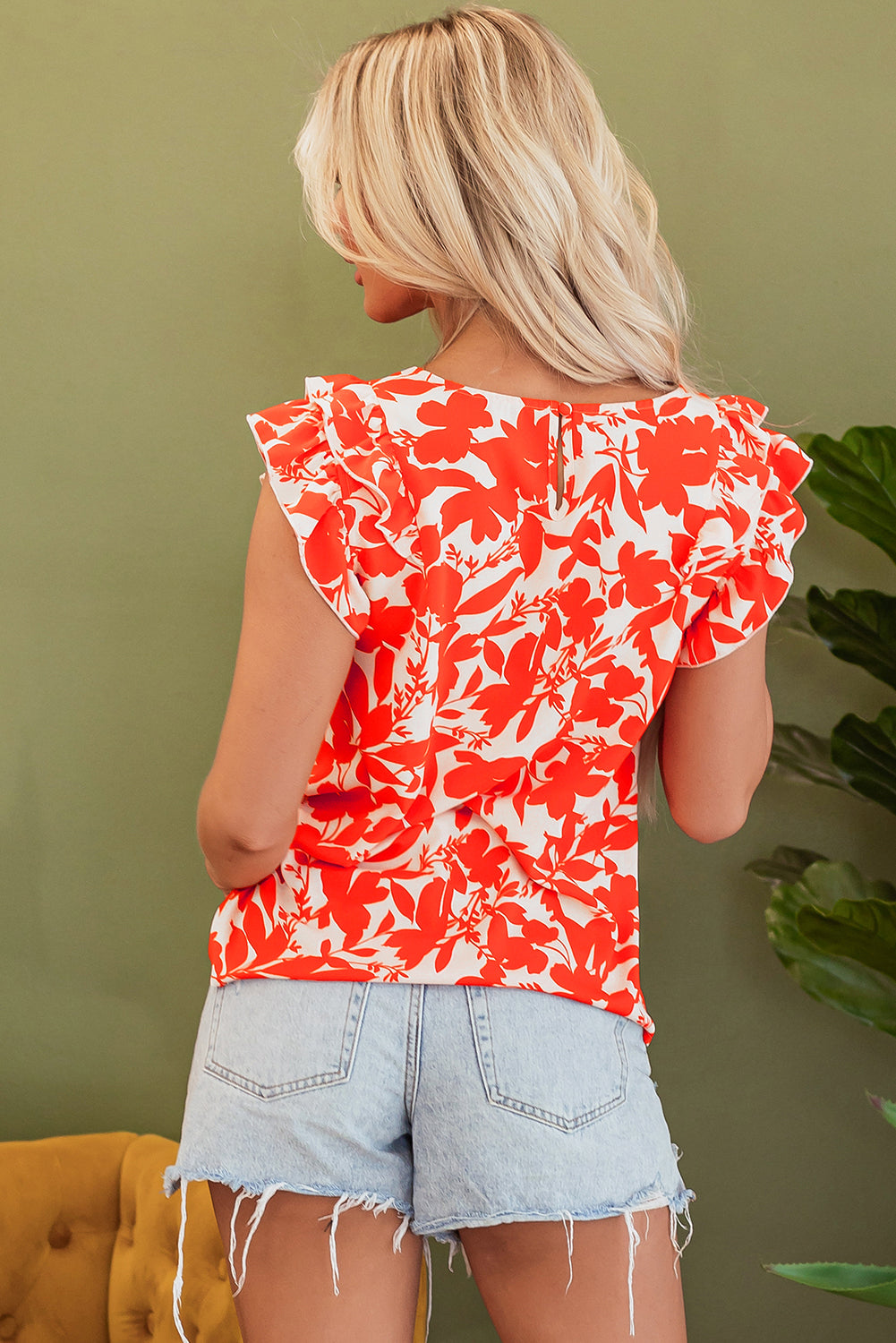 Keilani Floral Ruffle Sleeve Top