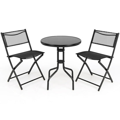 3 Pieces Folding Bistro Table Chairs Set for Indoor and Outdoor ShipItFurniture