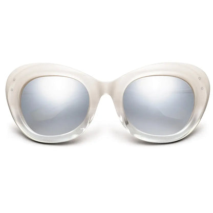 Faye: Polished Ivory Fade - Chrome / Light Blue Chrome Flash Lens - Get it from Bo
