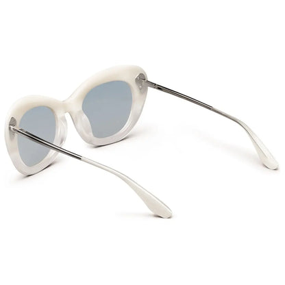 Faye: Polished Ivory Fade - Chrome / Light Blue Chrome Flash Lens - Get it from Bo