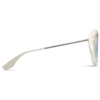 Faye: Polished Ivory Fade - Chrome / Light Blue Chrome Flash Lens - Get it from Bo