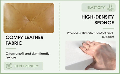 Leather Sectional Sofa L Shape With Storage Ottoman Ginger ShipItFurniture
