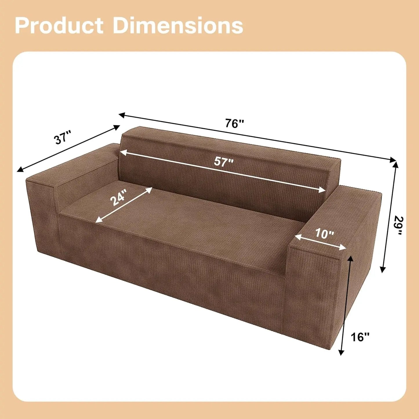 Sofa In A Box Memory Foam Brown Couch For Living Room ShipItFurniture