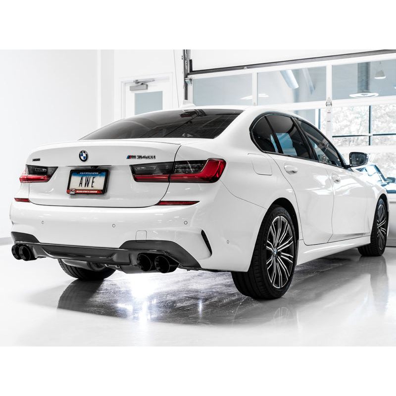 AWE Tuning 2019+ BMW M340i (G20) Non-Resonated Touring Edition Exhaust - Quad Diamond Black Tips NP Motorsports