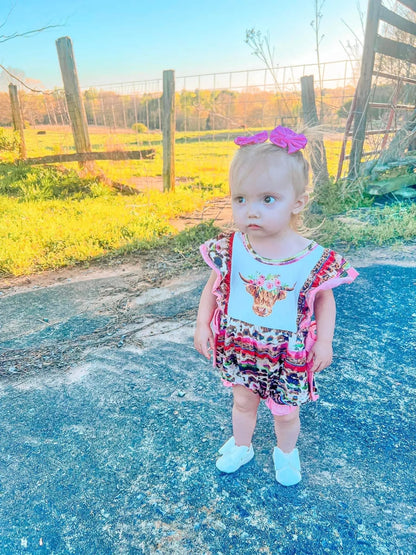 Pink serape cow romper - Get it from Bo