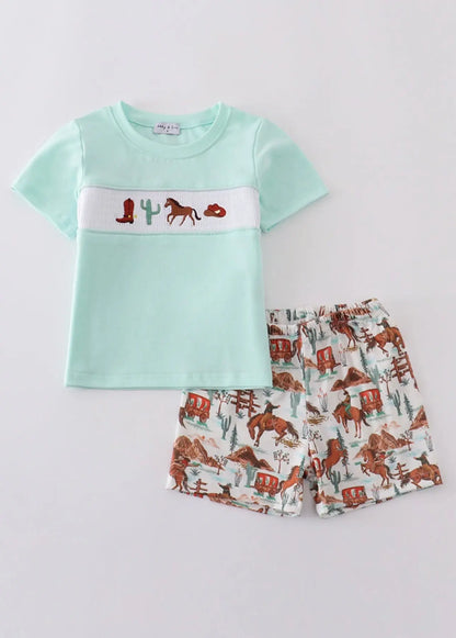 Western smocked boy set - Get it from Bo