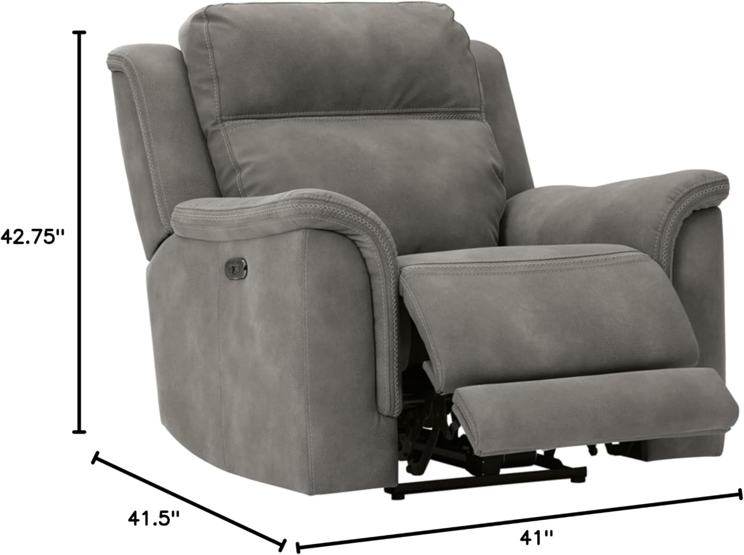 Durapella Power Recliner With Adjustable Headrest Gray ShipItFurniture