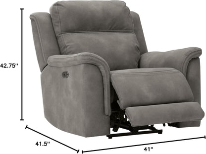 Durapella Power Recliner With Adjustable Headrest Gray ShipItFurniture
