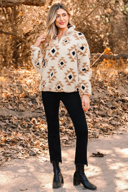 Elizy Quarter Zip Collar Sweatshirt