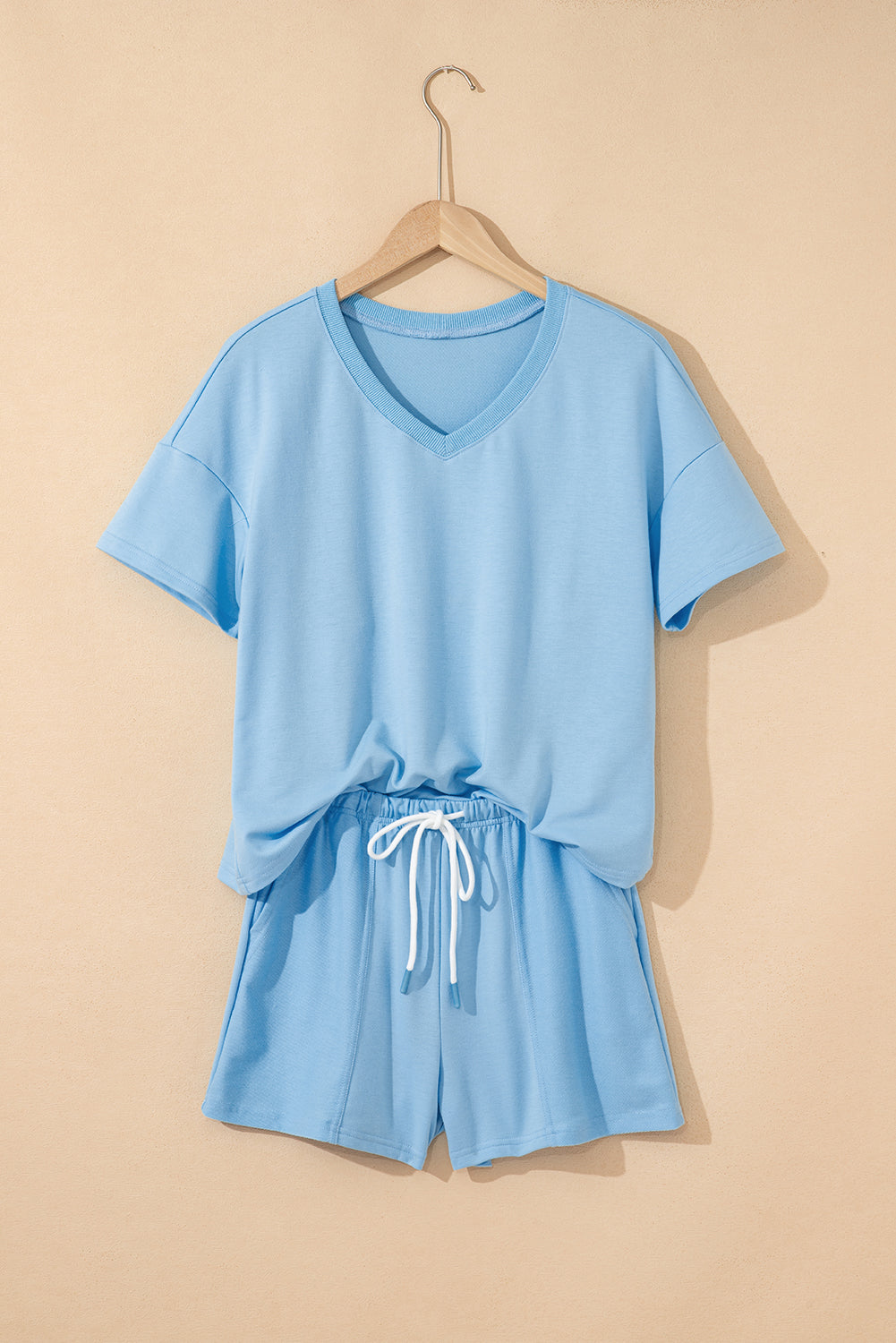 Avery Top and Patchwork Drawstring Shorts Set Threaded Pear