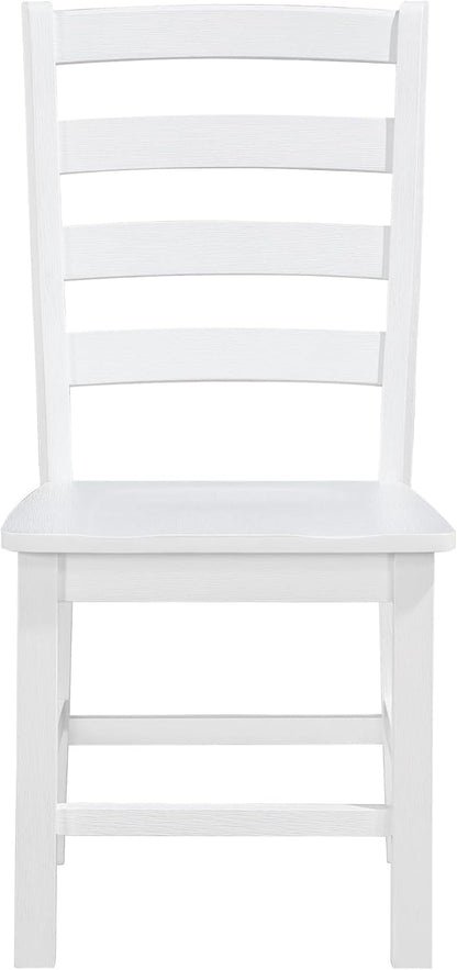 Dining Chairs Set of 2, Dining Chairs with Solid Wood Legs and Footrest, High Ladder Back Farmhouse Dining Chairs, Wooden Dining Room Chairs, White ShipItFurniture