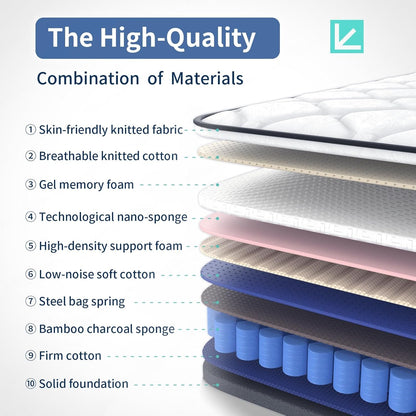 12 Inch Hybrid Mattress with Memory Foam Support