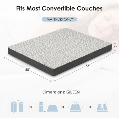 4-Inch Memory Foam Sofa Mattress Queen Size