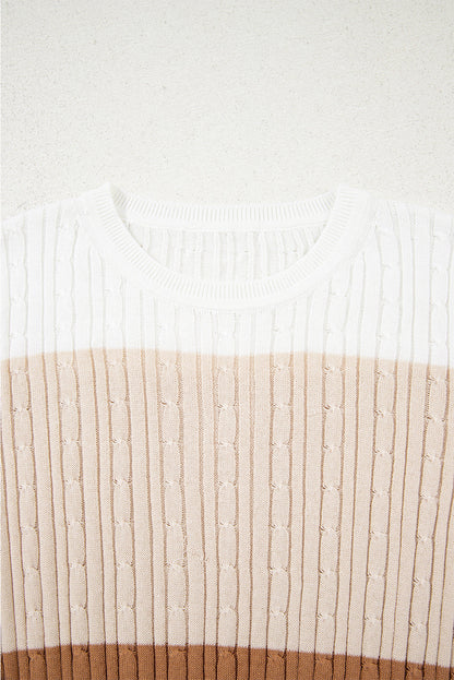 Madison Colorblock Cable Knit Sweater