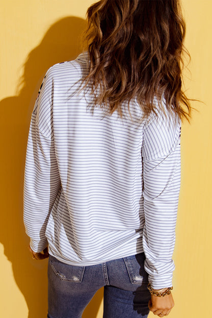 Amelia Zipper Collar Striped Sweatshirt