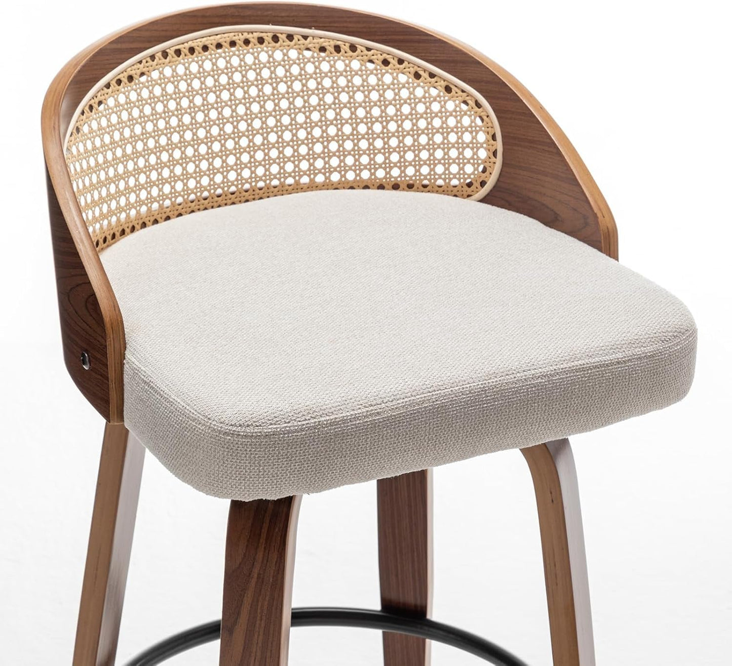 Mid-Century Modern Swivel Rattan Bar Stools Set ShipItFurniture