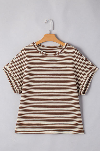 Abby Stripe Textured Side Slits Top