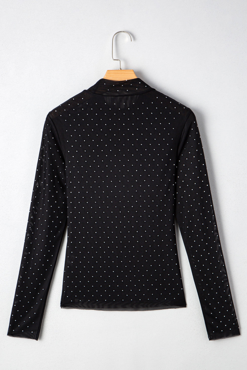 Anastasia Rhinestone Embellished Mesh Long Sleeve Top Threaded Pear