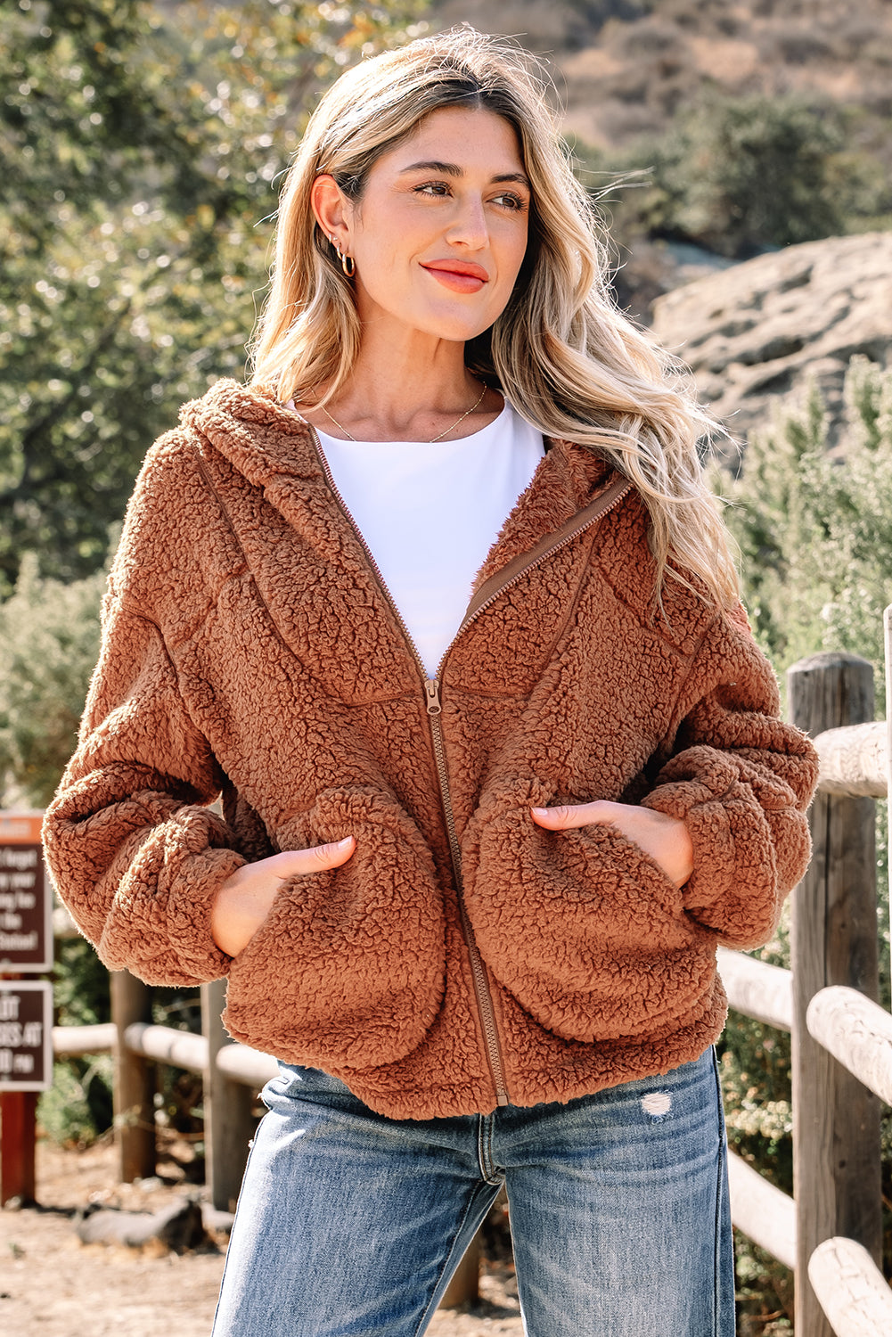 Bethany Up Hooded Sherpa Jacket